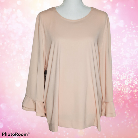 Karl Lagerfeld Paris Bell Sleeve Top in Blush XL - Picture 5 of 9